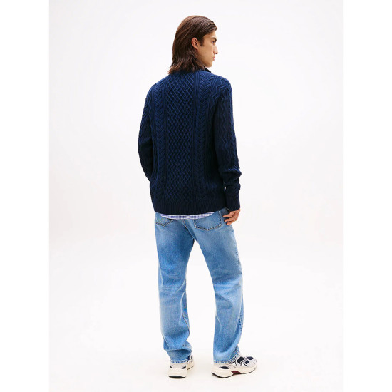Tommy Hilfiger Ανδρική πλεκτή μπλούζα Cable Knit Quarter-Zip Slim Jumper